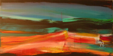 Painting titled "Colorful Horizon" by Constance Robine, Original Artwork, Acrylic Mounted on Wood Stretcher frame