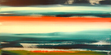 Painting titled "Sunrise Horizon" by Constance Robine, Original Artwork, Acrylic Mounted on Wood Stretcher frame