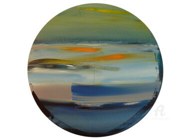 Painting titled "On the Sea Horizon" by Constance Robine, Original Artwork, Acrylic Mounted on Wood Stretcher frame