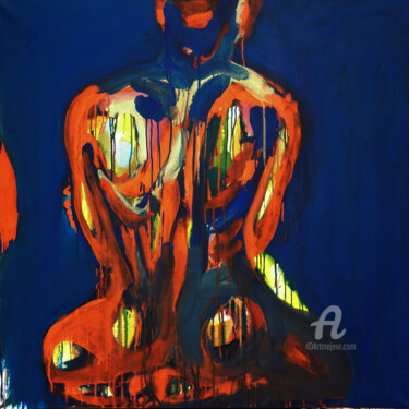 Painting titled "Nu Homme dos I" by Constance Robine, Original Artwork, Acrylic
