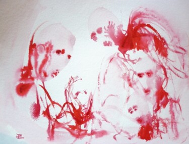 Peinture intitulée "Scénette Rouge" par Constance Robine, Œuvre d'art originale, Encre
