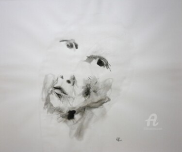 Peinture intitulée "Masque d'Eau blanc I" par Constance Robine, Œuvre d'art originale, Encre