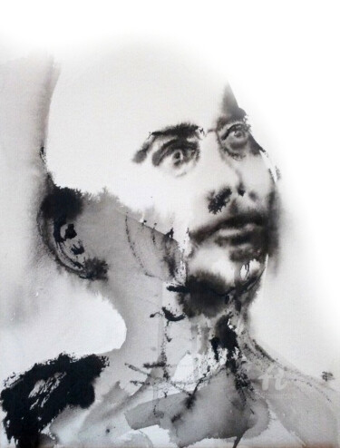 Peinture intitulée "Abstract portrait IV" par Constance Robine, Œuvre d'art originale, Encre