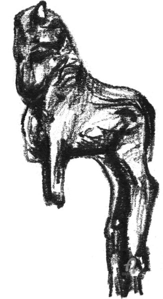 Dessin intitulée "taureau votif des s…" par Constance Robine, Œuvre d'art originale