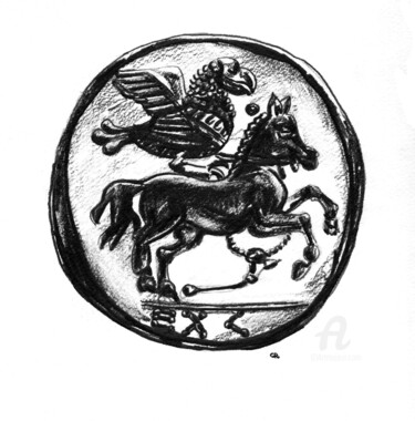 Desenho intitulada "monnaie aigle taran…" por Constance Robine, Obras de arte originais