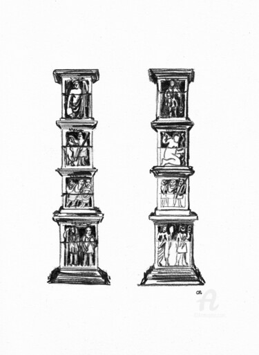 Dessin intitulée "pilier des nautes 2" par Constance Robine, Œuvre d'art originale