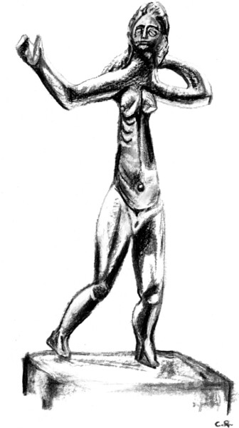 Dessin intitulée "statuette de neuvy…" par Constance Robine, Œuvre d'art originale