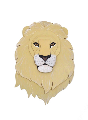 Sculpture intitulée "Anima Tête Lion" par Constance Schroeder, Œuvre d'art originale, Acrylique