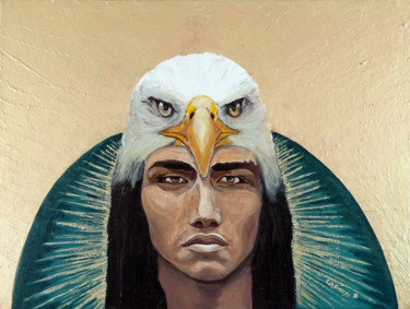 Peinture intitulée "Amérindien" par Constance Schroeder, Œuvre d'art originale, Acrylique