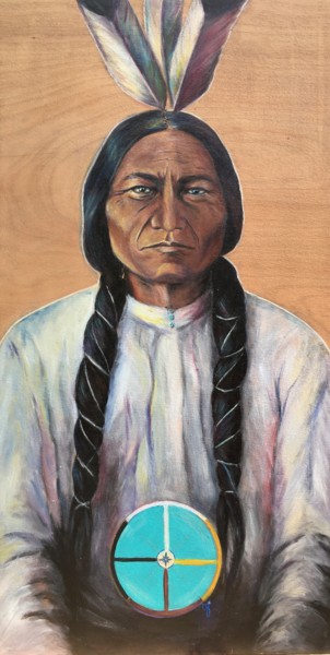 Painting titled "Sitting bull" by Constance Schroeder, Original Artwork, Acrylic