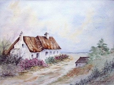 Peinture intitulée "Cottage en bord de…" par Geneviève Constant, Œuvre d'art originale