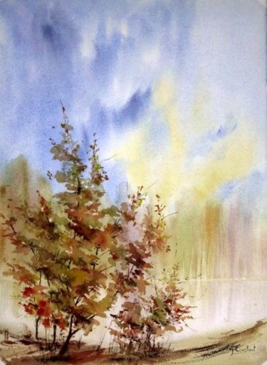 Peinture intitulée "Lumière d'automne" par Geneviève Constant, Œuvre d'art originale