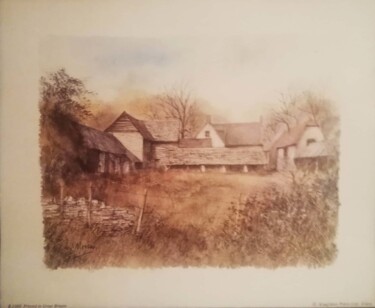 Malerei mit dem Titel "Village Household" von Constanta P, Original-Kunstwerk, Aquarell