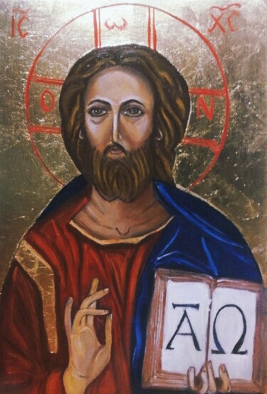 Painting titled "Lord Jesus Christ" by Constanta P, Original Artwork, Oil