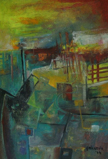 Painting titled "Industrial Area. Co…" by Constantin Galceava, Original Artwork, Oil
