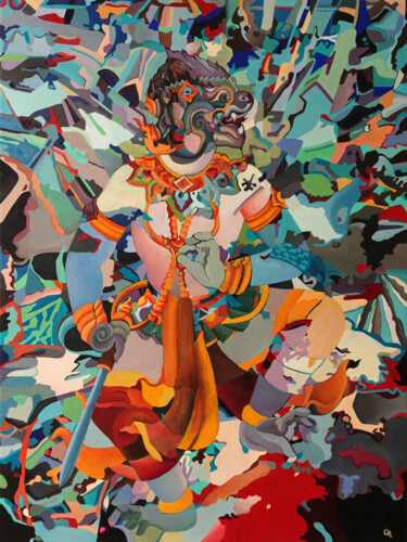 Картина под названием "The Guardian" - Constantin Roucault, Подлинное произведение искусства, Масло Установлен на Деревянная…