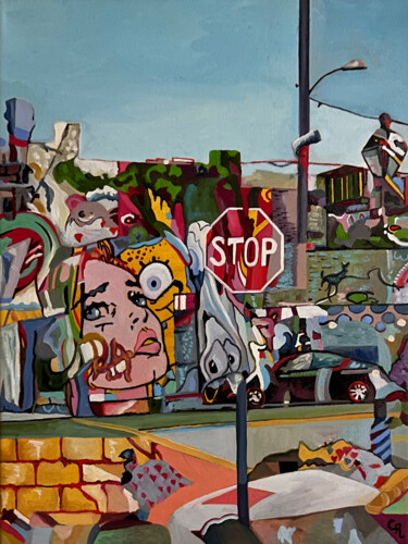 Pintura titulada "Urban Series No 8" por Constantin Roucault, Obra de arte original, Oleo Montado en Bastidor de camilla de…