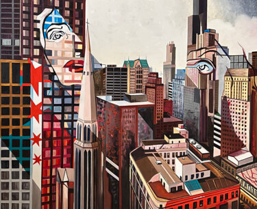 Peinture intitulée "Chicago" par Constantin Roucault, Œuvre d'art originale, Huile