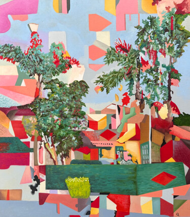 Картина под названием "A Neighborhood" - Constantin Roucault, Подлинное произведение искусства, Масло