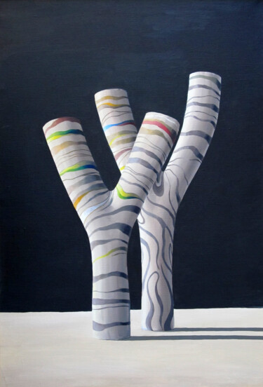 Pintura titulada "Two trees" por Constantin Voronov, Obra de arte original, Oleo