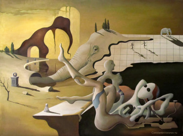 Painting titled "White Elephant" by Constantin Voronov, Original Artwork, Oil