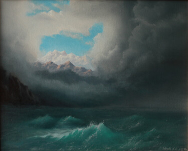Peinture intitulée "Бурное море" par Constantine Zubarev, Œuvre d'art originale, Huile