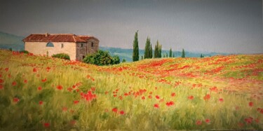 Painting titled "Assolata campagna t…" by Constantine Zubarev, Original Artwork, Oil