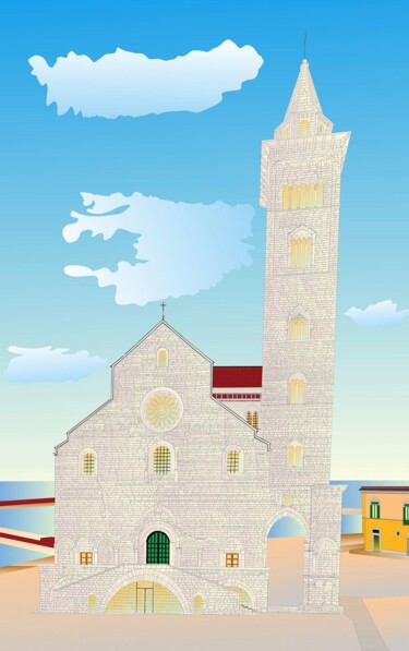 "TRANI BASILICA" başlıklı Tablo Constantino Luis Marino tarafından, Orijinal sanat, Petrol