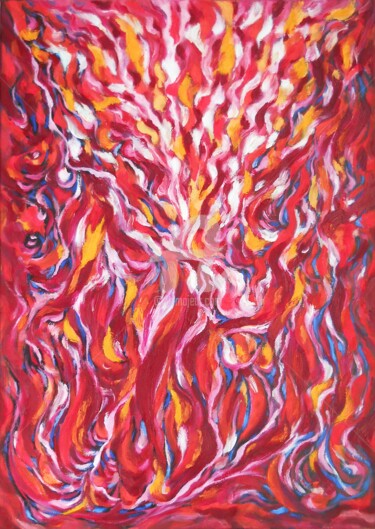 Schilderij getiteld "RED &amp; RED" door Constantin Popescu, Origineel Kunstwerk, Olie