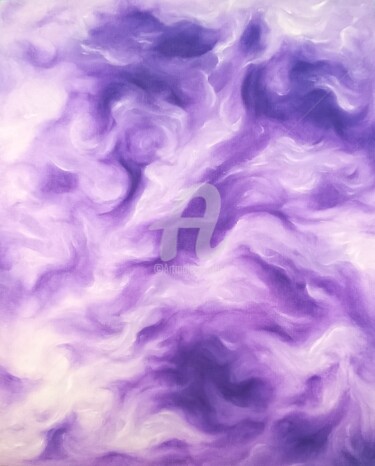 Painting titled "VIOLET WIND" by Constantin Popescu, Original Artwork, Oil Mounted on Cardboard