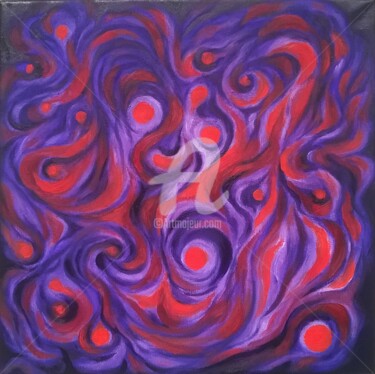 Painting titled "VIO-RED" by Constantin Popescu, Original Artwork, Oil
