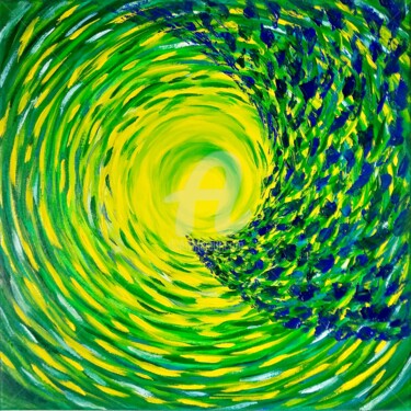 Painting titled "ROUND" by Constantin Popescu, Original Artwork, Oil Mounted on Wood Stretcher frame