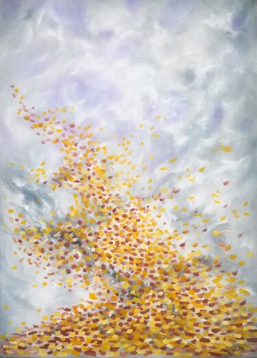 Painting titled "OCTOBER WIND" by Constantin Popescu, Original Artwork, Oil Mounted on Wood Stretcher frame