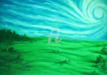Картина под названием "GREEN" - Constantin Popescu, Подлинное произведение искусства, Масло Установлен на Деревянная рама дл…