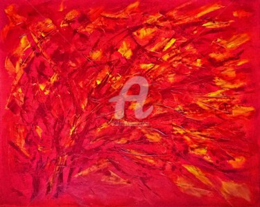 Painting titled "HOT WIND" by Constantin Popescu, Original Artwork, Oil Mounted on Wood Stretcher frame