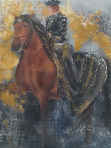 Painting titled "LA DOMA" by Malika Hachemi Milhorat, Original Artwork, Oil Mounted on Wood Stretcher frame
