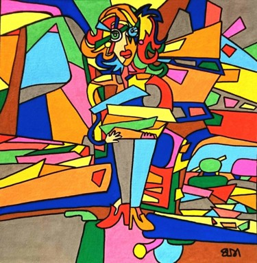 Painting titled "Les cartons" by Selda, Original Artwork, Acrylic
