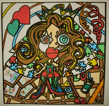 Pintura intitulada "L'amour pour l'art" por Selda, Obras de arte originais, Acrílico