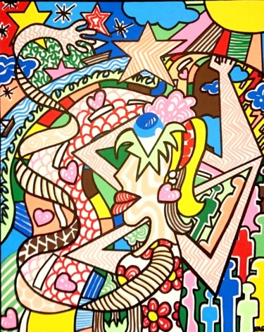 Painting titled "Le cerveau qui chau…" by Selda, Original Artwork, Acrylic