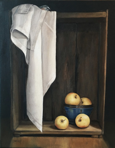 Painting titled "Golden Apples" by Judith Harvey, Original Artwork, Oil