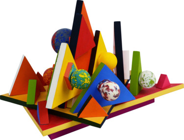 Skulptur mit dem Titel "Triangles aux boules" von Gaël Chandelier, Original-Kunstwerk