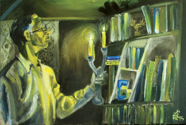 Painting titled "Bibliothèque deutér…" by Cindy Nikolic, Original Artwork, Acrylic