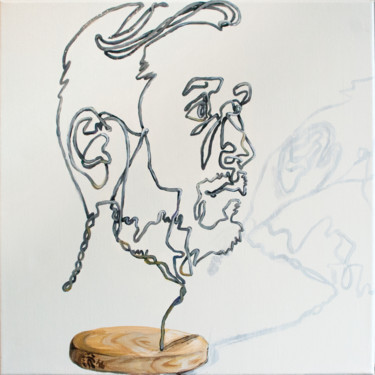 Pintura intitulada "Homme sculpture fil…" por Cindy Nikolic, Obras de arte originais, Acrílico