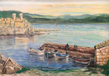 Painting titled "Port de pêche" by Stephane Georges, Original Artwork, Oil