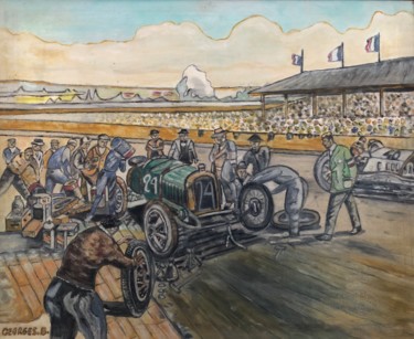 Malerei mit dem Titel "Circuit automobile." von Stephane Georges, Original-Kunstwerk, Öl