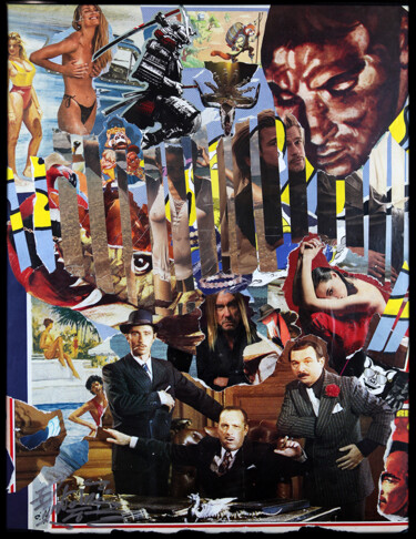 Collages intitulée "Les parrains" par Antoine-Emmanuel Rousselle-Laurent, Œuvre d'art originale, Collages