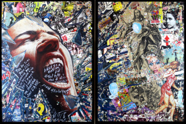 Collages getiteld "Love is a fucking l…" door Antoine-Emmanuel Rousselle-Laurent, Origineel Kunstwerk, Collages