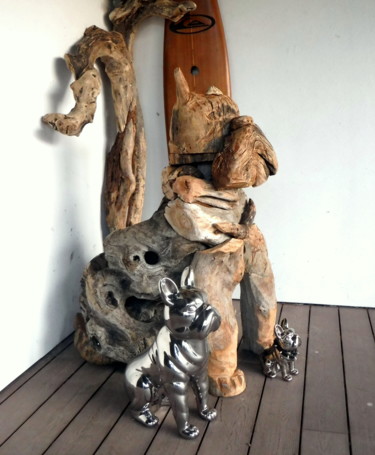 Sculpture titled "La Mascotte" by Secrets De Nature, Original Artwork, Wood