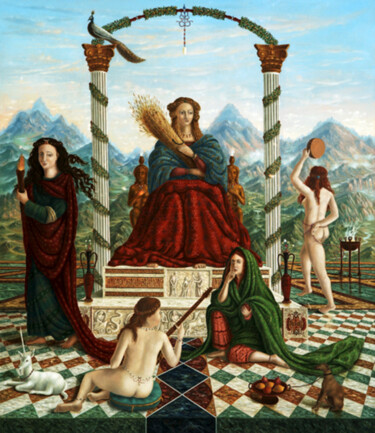 Painting titled "La triade Déméter H…" by Mario Sepulcre, Original Artwork, Oil