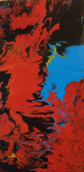 Pittura intitolato "Blue bleed" da Greg Powell, Opera d'arte originale, Smalto
